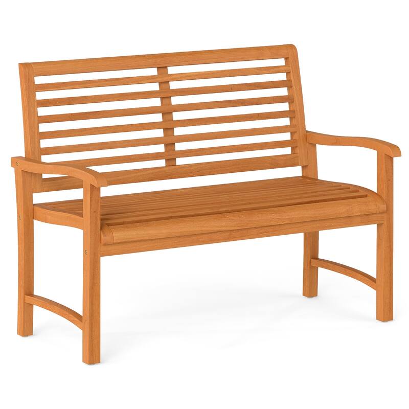 Gymax Teak Wood Outdoor Garden Bench w/800 lbs Capacity Slatted - Natural