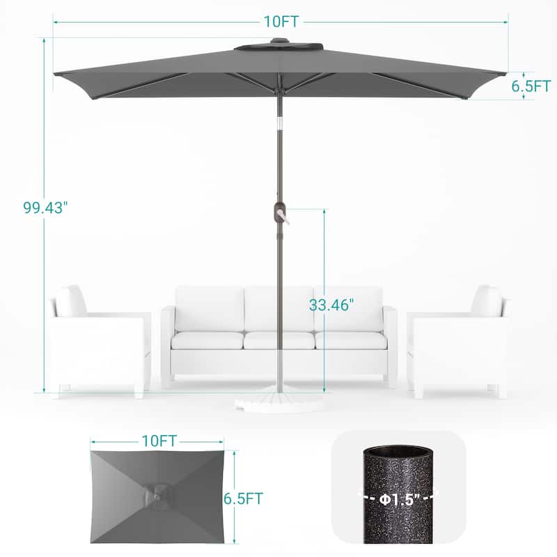Bonosuki 10 x 6.5ft Patio Rectangular Umbrella with Tilt and Crank