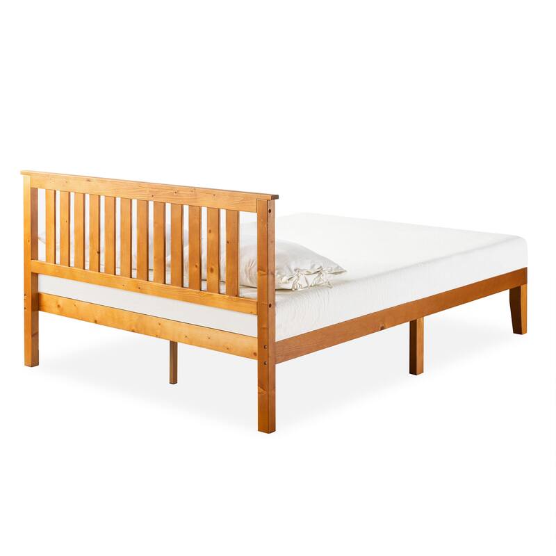 Solid Wood Platform Bed with Paneled Headboard Multiple Colors