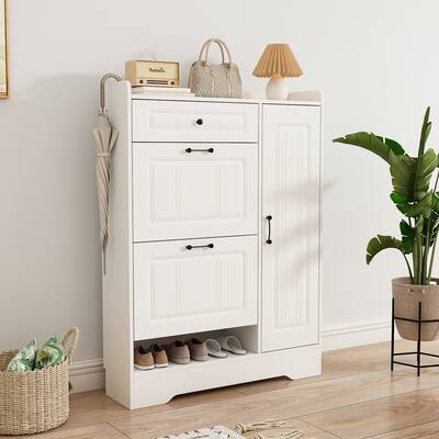 Shoe Cabinet with Door Drawers for 18 Pairs by Kerrogee
