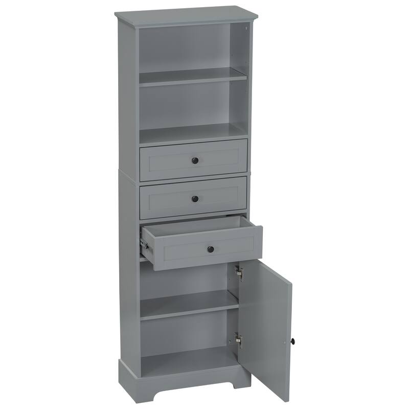Bathroom Storage Cabinet with Adjustable Shelf and Anti-Tip Kit, Freestanding Clothes Cabinet Floor Cabinet
