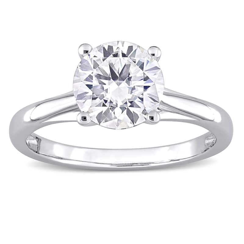 Miadora 2ct DEW Moissanite Classic Solitaire Engagement Ring in 10k White Gold