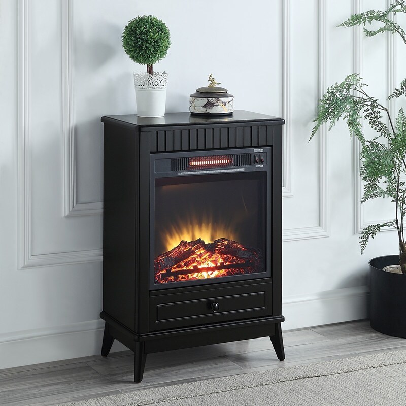 23in Solid Wood Hamish Fireplace with Storage Drawer - Bed Bath u0026 Beyond -  37070397