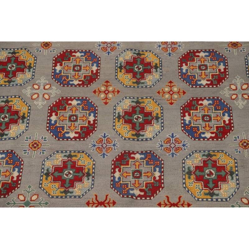 All-Over Gray Kazak Oriental Area Rug Wool Carpet - 8'4" x 11'4"