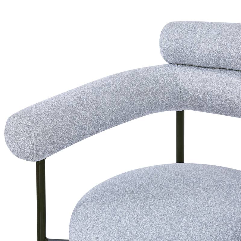 Grey Set of 2 Upholstered Armchair Dining Chairs Barrel Chair