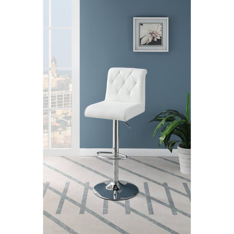 Adjustable Bar Stools Set of 2, Faux Leather Counter Height Chairs with Back, Kitchen Island Stools with Footrest