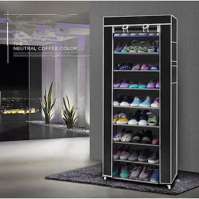10 Tiers Portabl Storage Closet Organizer Shoe Rack Cover 3 Colors