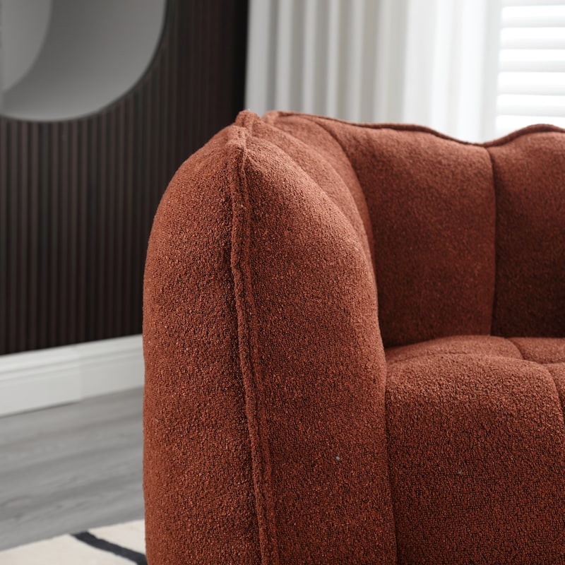 Chenille Upholstered Square Lazy Sofa Chair with Ottoman