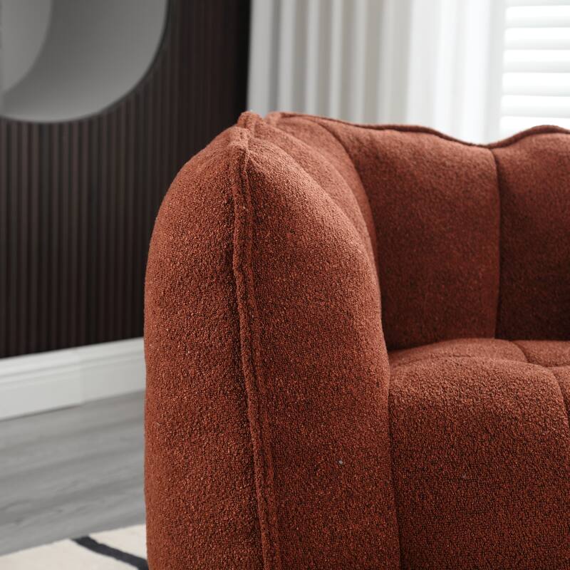 Modern Chenille Bean Bag Chair with Ottoman, Set of 1