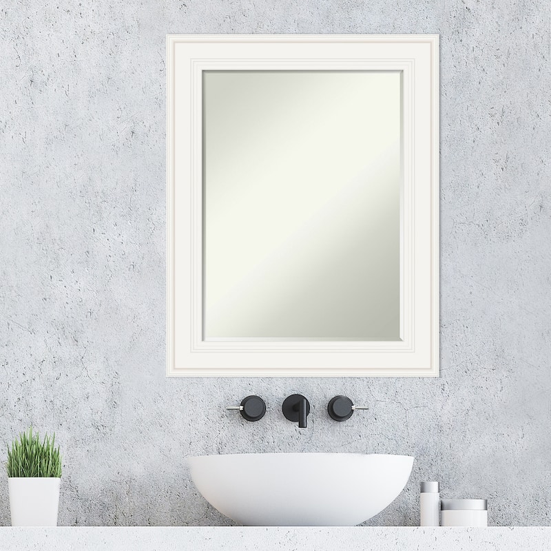 Petite Bevel Bathroom Wall Mirror - Ridge White Frame - Ridge White - 24 x 30 in