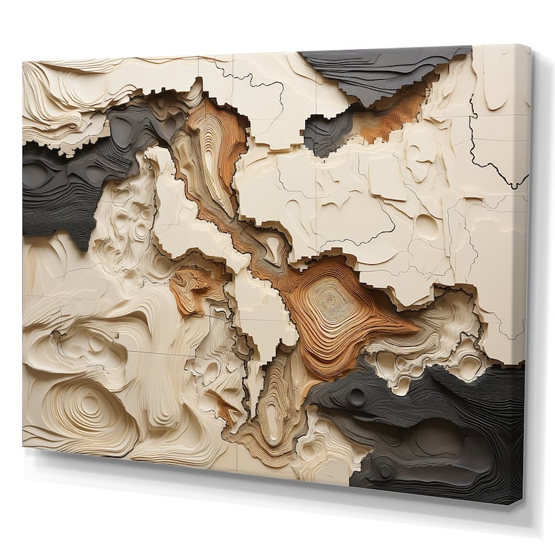 Designart "Beige And Brown African River Collage" Abstract Shapes Wall Art