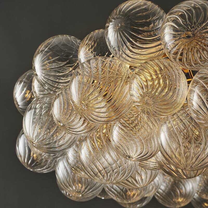 Gold Bubble Ball Chandelier, LED Pendant Light with Glass Globes