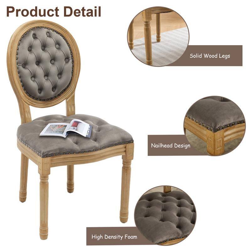 French Style Solid Wood Dining Chair with Nailhead Set of 4