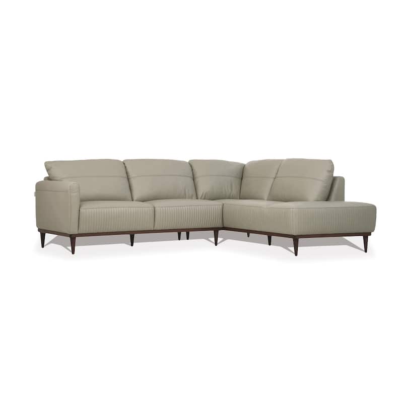 Klayton Airy Green Right Facing Leather Sectional with L Shape