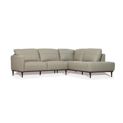 Klayton Airy Green Right Facing Leather Sectional with L Shape