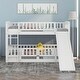 preview thumbnail 4 of 10, Twin Over Twin Low Bunk Bed with Fence and Ladder for Toddler Kids Teens