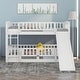 preview thumbnail 4 of 10, Twin Over Twin Low Bunk Bed with Slide, with Fence and Ladder for Toddler Kids Teens