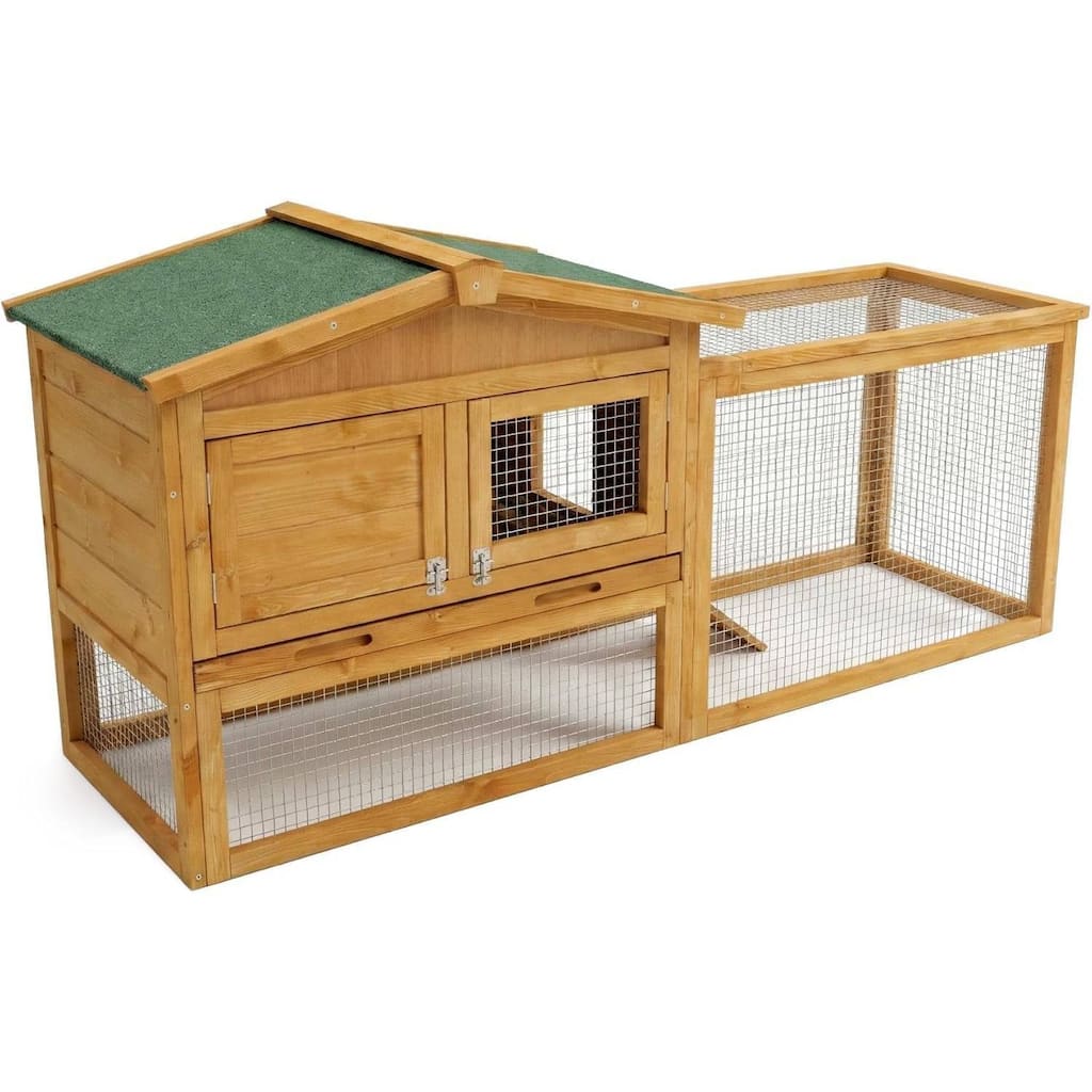 60" Outdoor Indoor Large Rabbit Hutch for Rabbits, Chickens, Ducks