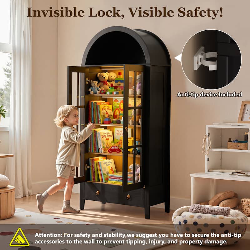 OVIOS Nordic Style Arched Cabinet & Bookshelves