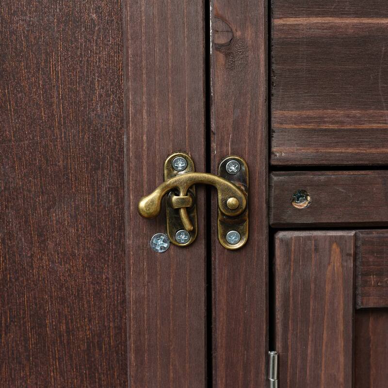 Fir Wood Outdoor Kitchen Prep Station Cart with Stainless Steel Top & Towel Rack