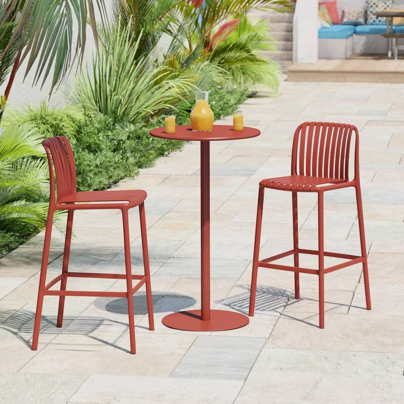 Frond and Form 2-Person Outdoor Round Dining Set Bar Height