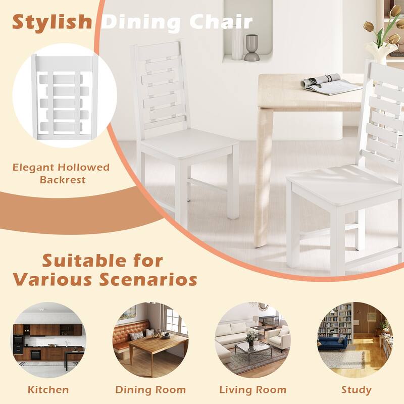 Classic Solid Wood Dining Chairs Set of 2 with High Back and Hollowed Design Vintage Style Kitchen Chairs - 18" x 21" x 39.5"