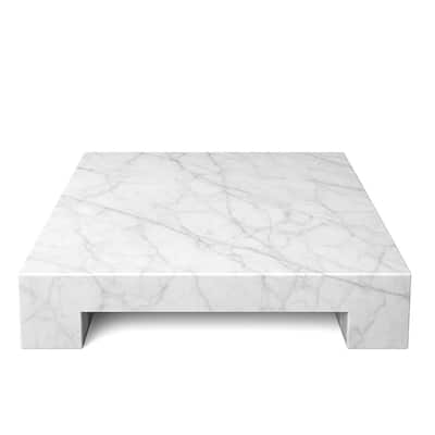 Genuine Marble Rectangular Four Legs Coffee Table - Carrara Marble