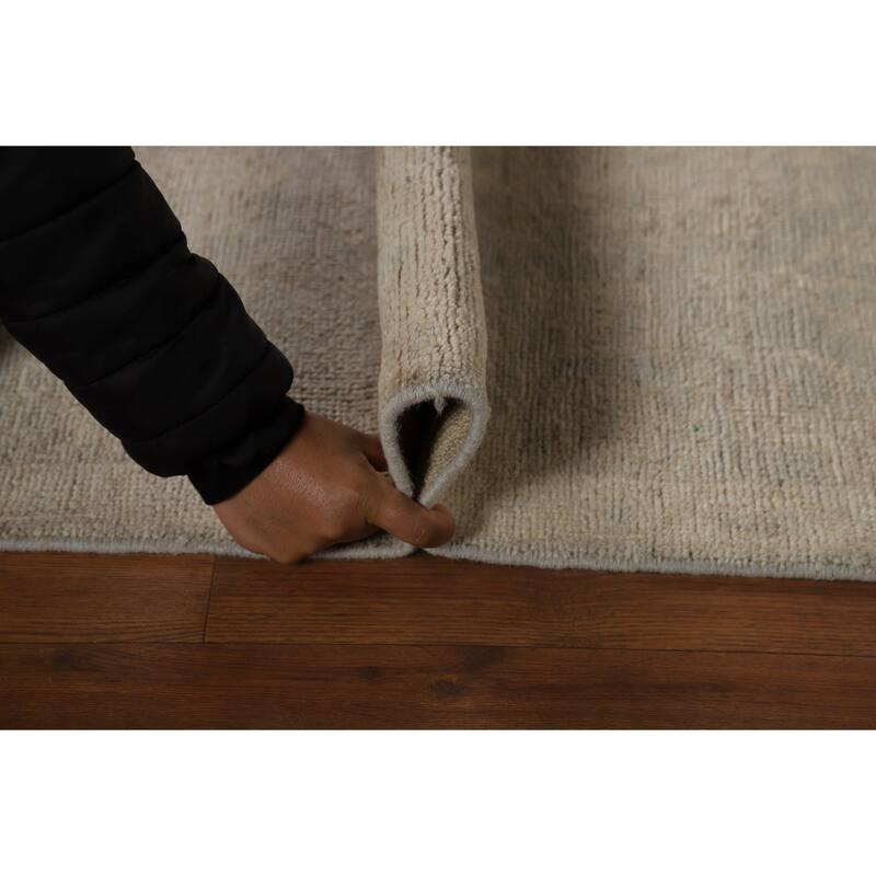 Grey Vegetable Dye Oushak Turkish Runner Rug Handmade Wool Carpet - 2'10" x 9'8"