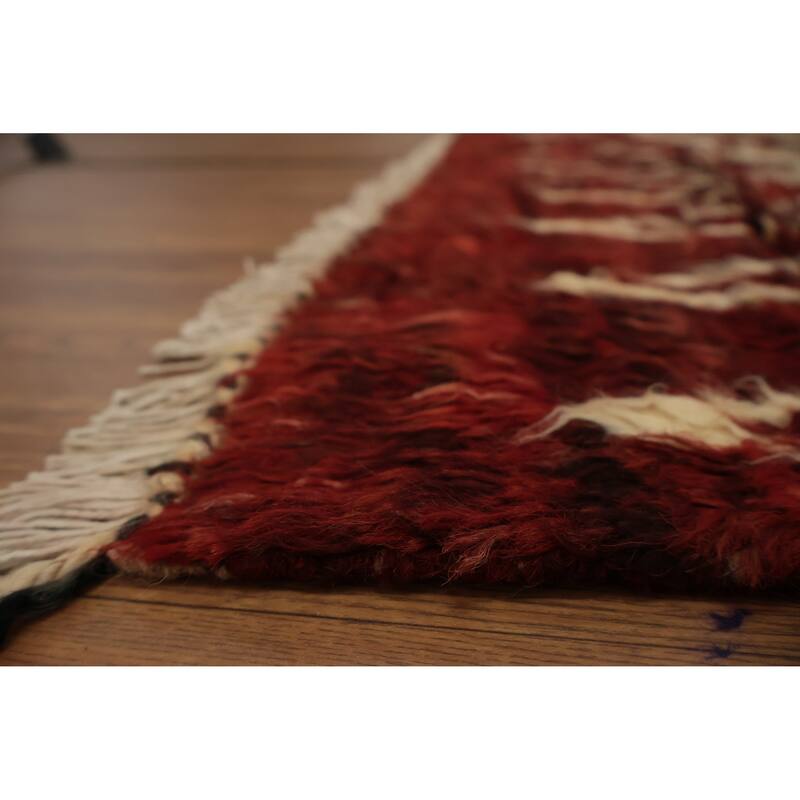 Hand Knotted Oriental 100% Wool Carpet Modern Tribal Beige & Ivories Moroccan Area Rug - 9' 2'' X 6' 0''