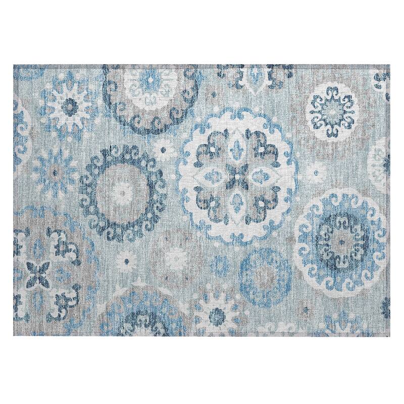 Machine Washable Indoor/ Outdoor Chantille Casual Medallion Rug