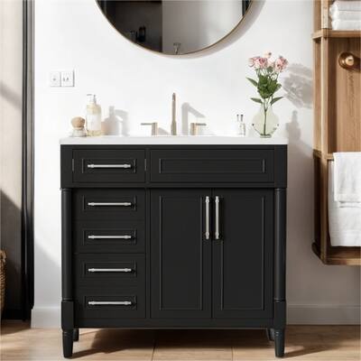 36" Freestanding Bathroom Vanity with Sink & 2 Drawers (No Faucet)