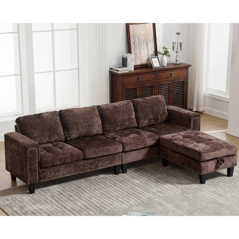 5 Seat Modular Sofa with Storage Ottoman