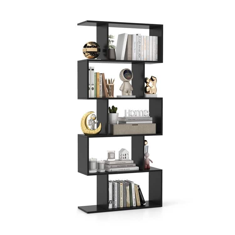 5-Tier Bookshelf with Anti-Toppling Device for Living Room Home Office - 27.5" x 9.5" x 62.5"