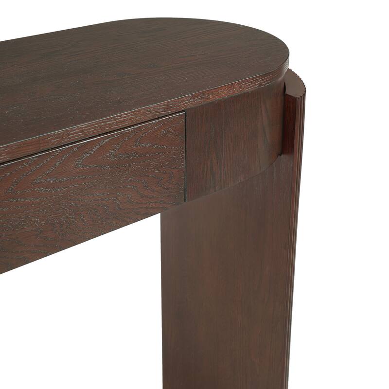 55" Entryway Table with Oval Top and 2 Drawers for Living Room