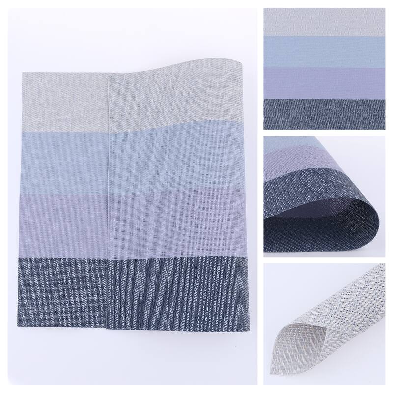 6 Pack Rectangle PVC Placemats for Kitchen Dining Table Decor Heat Resistant Table Placemats Wipeable Table Mat - 18*12in - Blue