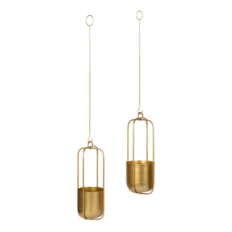 Kate and Laurel Nobrey Metal Hanging Planter Set - 2 Piece - Gold