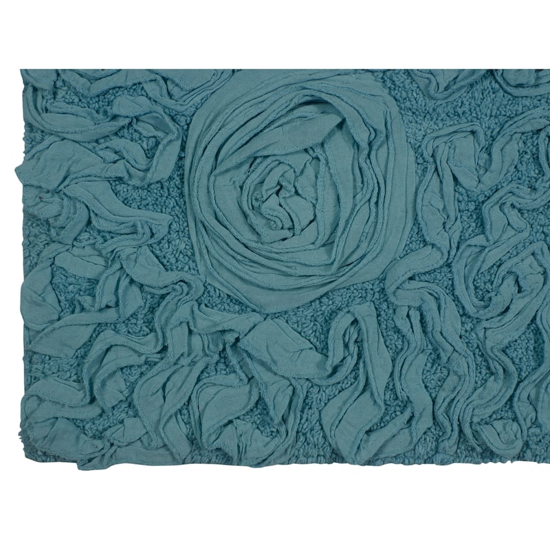 Bell Flower Bathroom Rug, Cotton Soft, Water Absorbent Bath Rug, Non Slip Shower Rug Machine Washable 24"x40" Rectangle