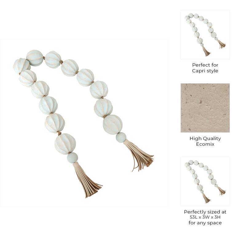 Bead Strand with Leather Tassel Accents - 53" x 3" x 3"