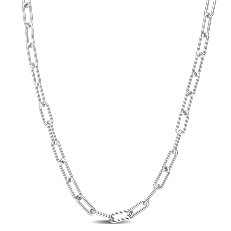 Miadora Sterling Silver Oval Link Paperclip Necklace