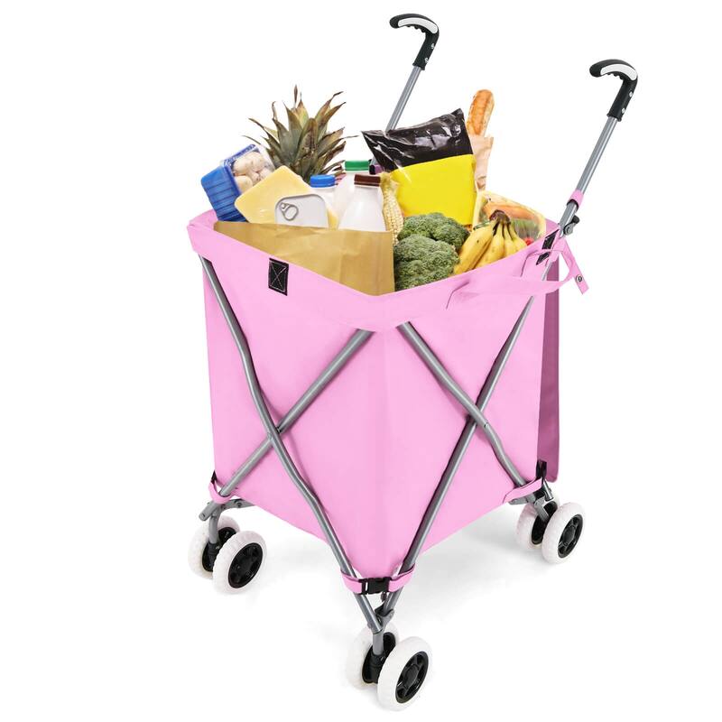 Costway Folding Shopping Cart Utility w/ Water-Resistant Removable