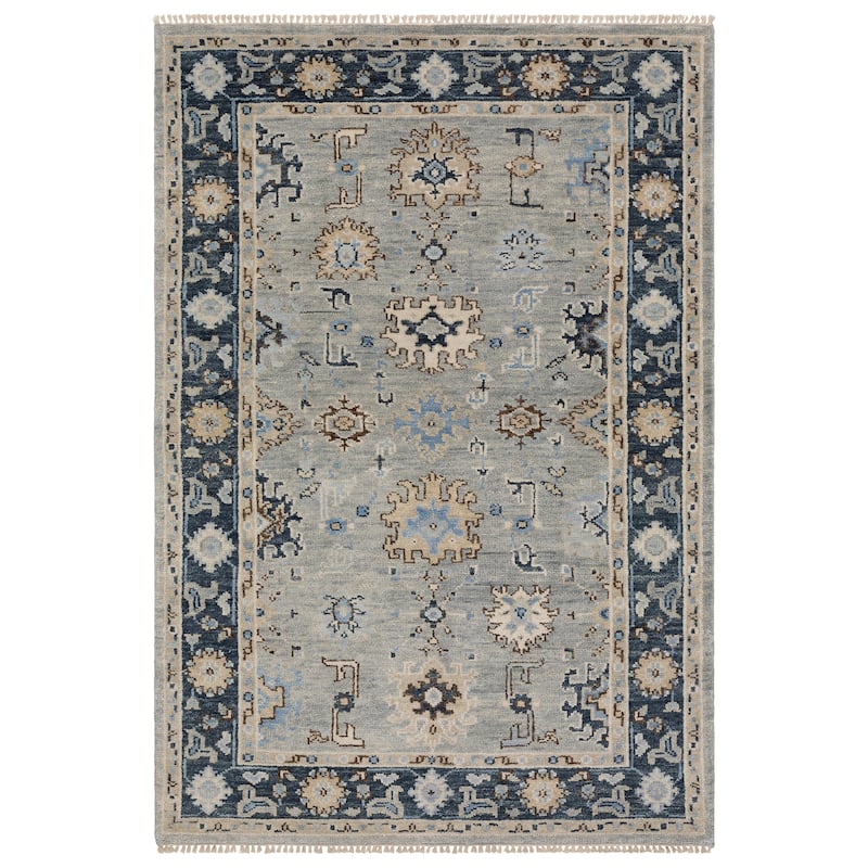Maylin Traditional Oriental Grey/ Blue Area Rug