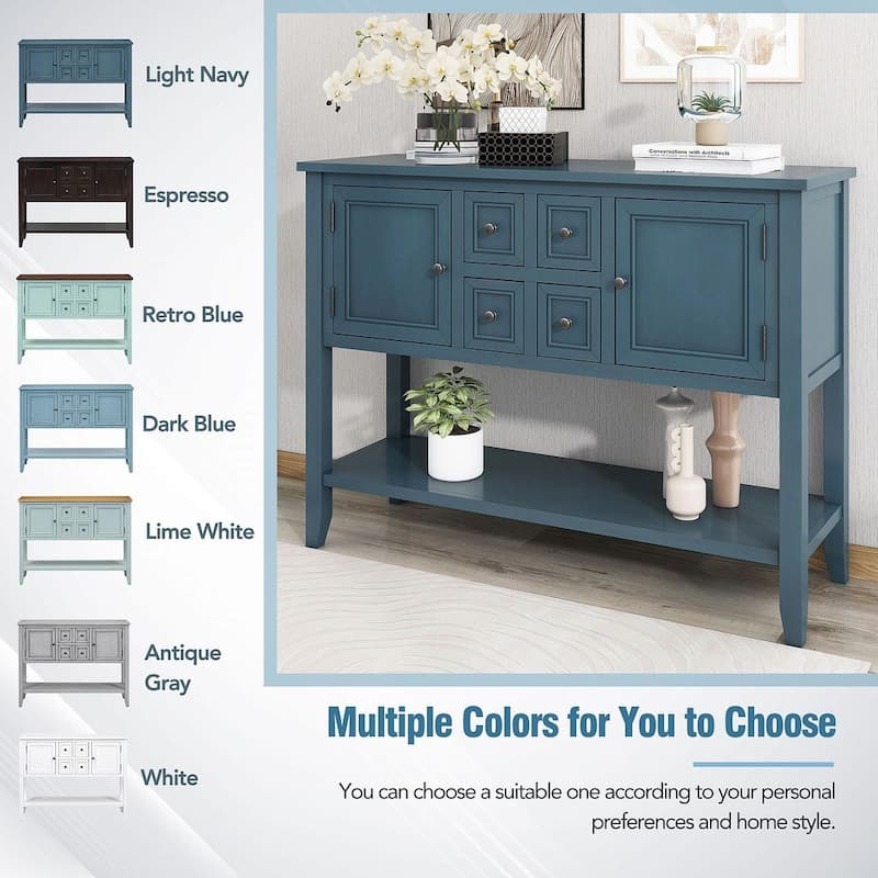 46 "W Modern Vintage Storage Dresser with Four Small Drawers and Bottom Shelf