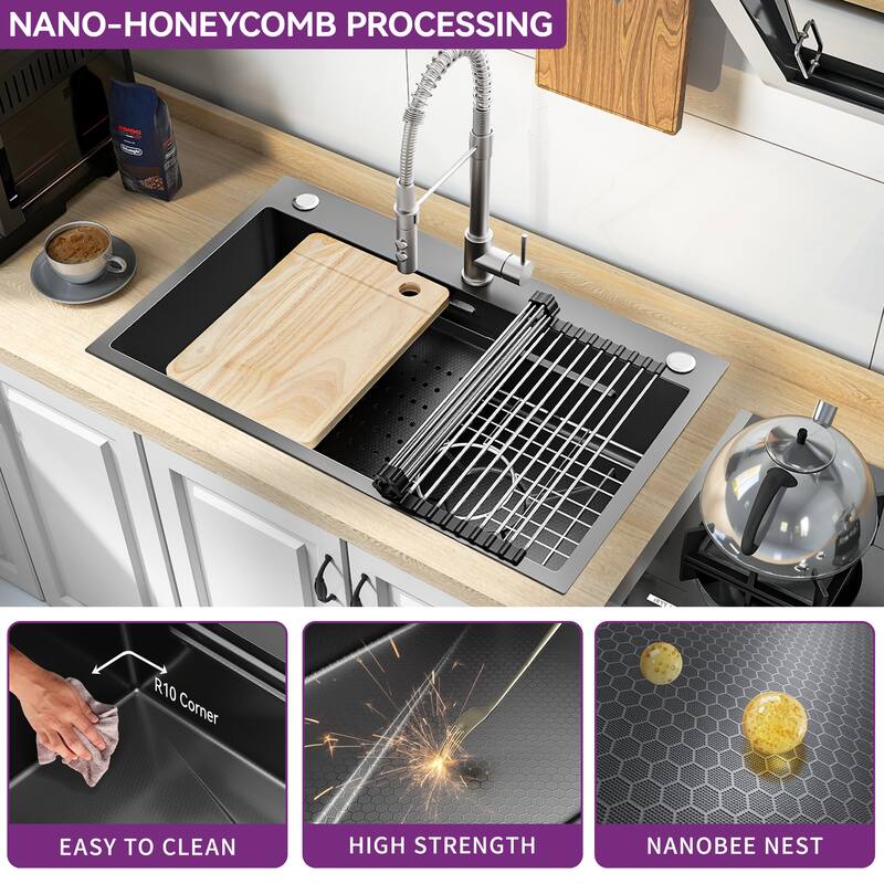 30''/32'' Stainless Steel Drop In Kitchen Sink Workstation