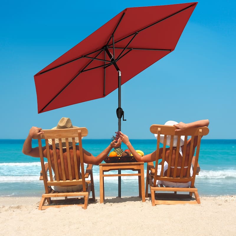 Gymax 7.5 ft Patio Umbrella Outdoor Heavy Duty Market Umbrella w/ Push