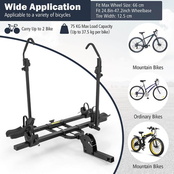 Gymax 2'' Hitch Mount Bike Rack w/ Tilt-able Design for Easy Trunk