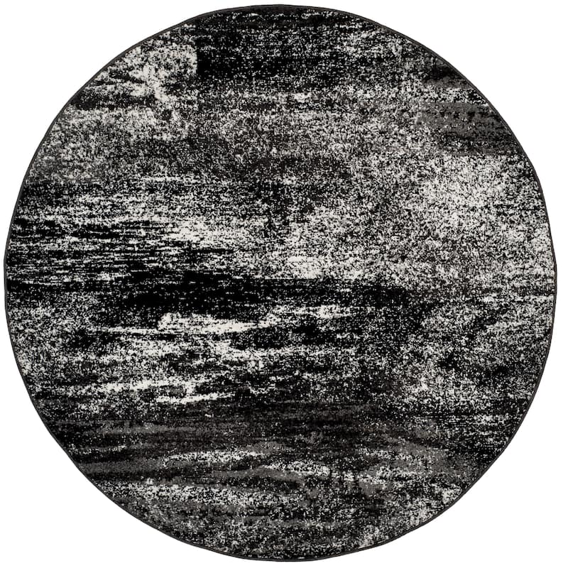 SAFAVIEH Adirondack Brynn Modern Abstract Rug - 6' Round - Silver/Black - Round