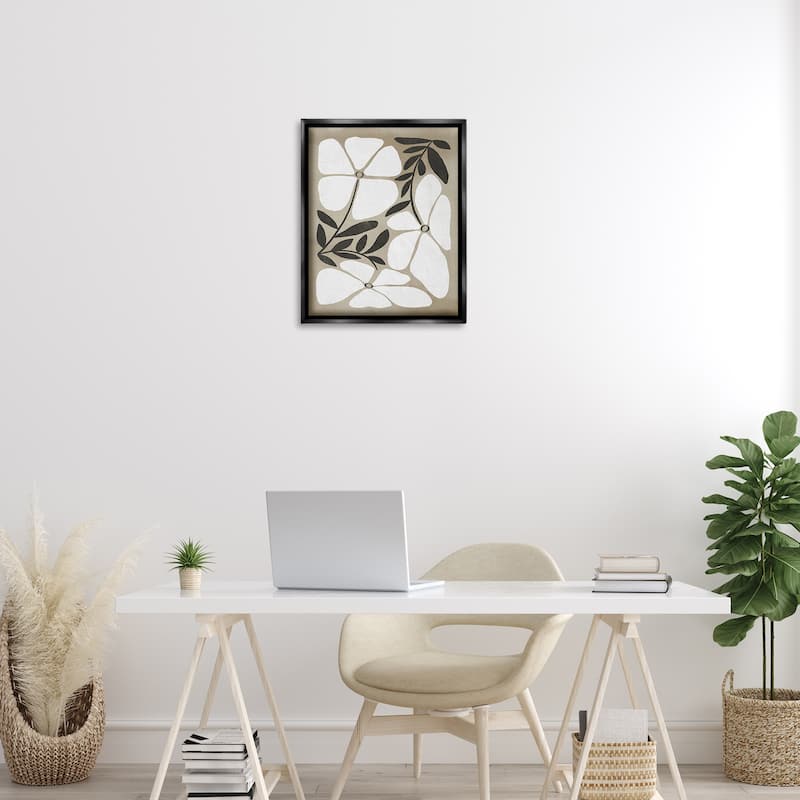 Stupell Boho Flowers Trio Framed Floater Canvas Wall Art Design By Victoria Barnes