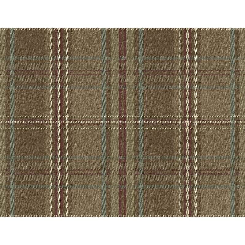 Seabrook Designs Breckenridge Plaid Unpasted Wallpaper - 27 in. W x 27 in L - Hickory & Maroon