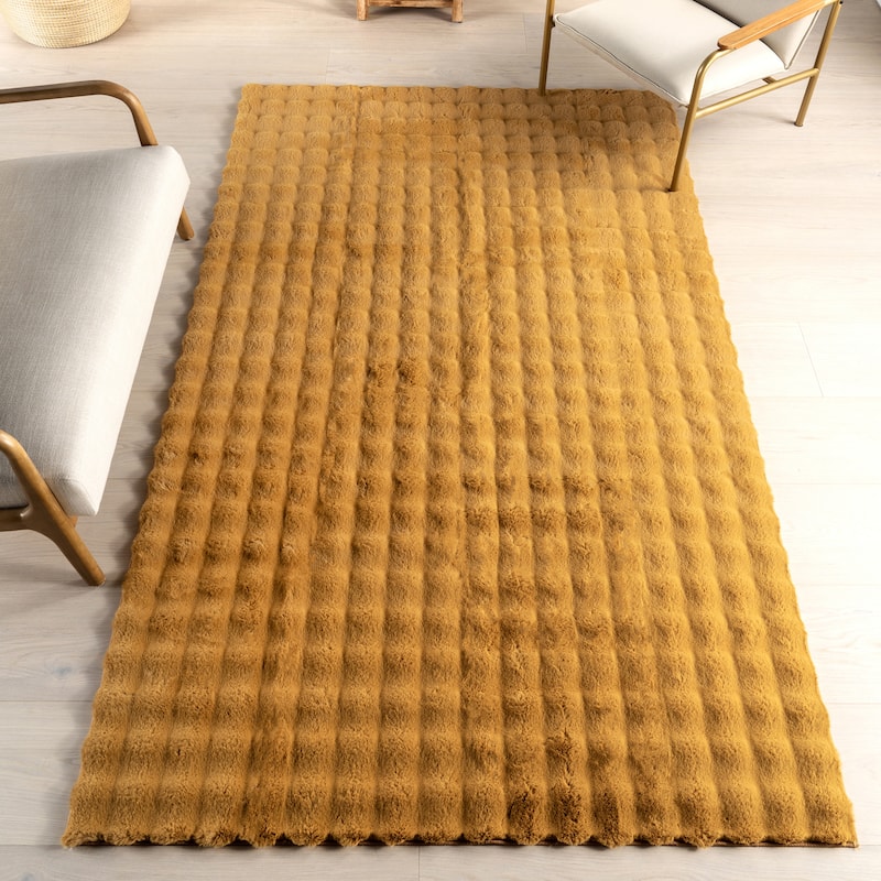 Nuloom Jeni Solid Plush Machine Washable Area Rug - 5' x 8' - Gold - Rectangle