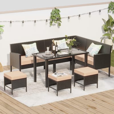 7-Piece Outdoor Patio Conversation Set Outdoor Furniture Set with Waterproof Cushions